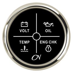 CN LED-Alarm-Anzeige mit 4 Funktionen 12/24V 57mm schwarz/chrom