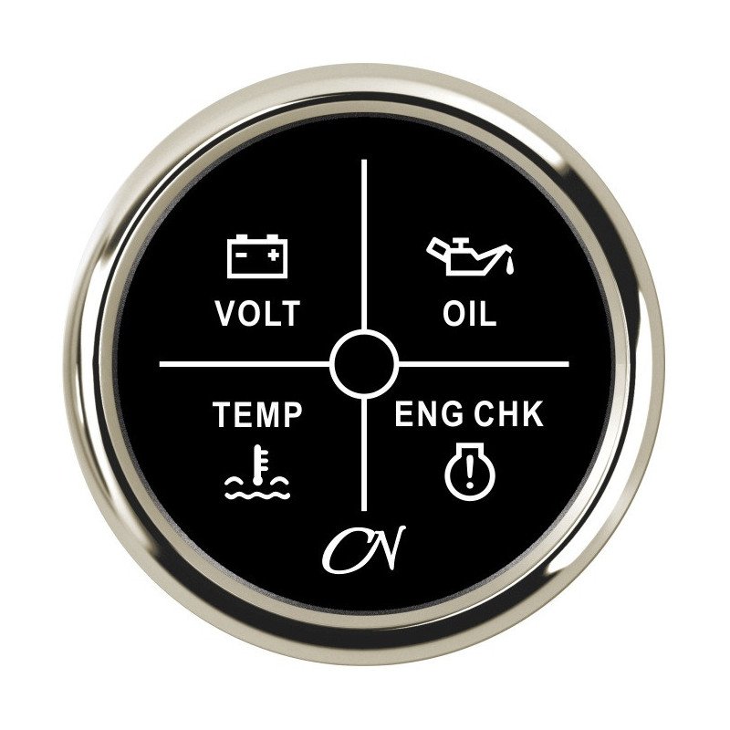CN LED-Alarm-Anzeige mit 4 Funktionen 12/24V 57mm schwarz/chrom