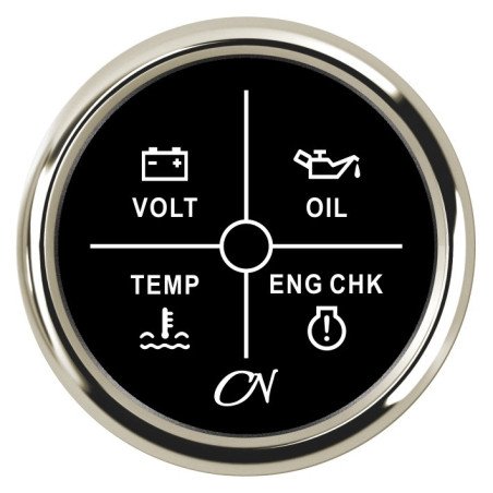 CN LED-Alarm-Anzeige mit 4 Funktionen 12/24V 57mm schwarz/chrom
