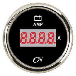 CN Amperemeter-Anzeige digital 12/24V 57mm schwarz/chrom
