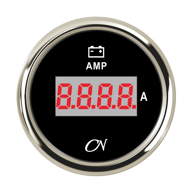 CN Amperemeter-Anzeige digital 12/24V 57mm schwarz/chrom