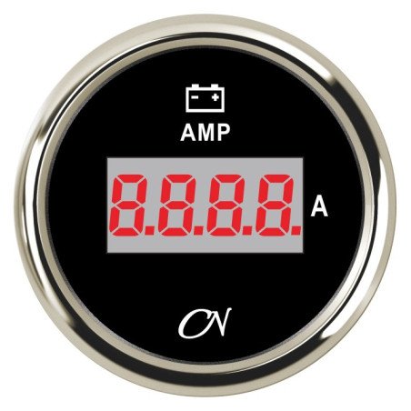 CN Amperemeter-Anzeige digital 12/24V 57mm schwarz/chrom