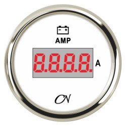 CN Amperemeter-Anzeige digital 12/24V 57mm weiß/chrom