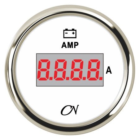 CN Amperemeter-Anzeige digital 12/24V 57mm weiß/chrom