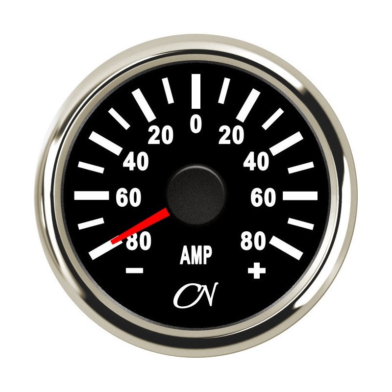 CN Amperemeter-Anzeige analog 12/24V 57mm schwarz/chrom