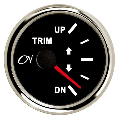 CN Trimm-Anzeige analog 12/24V 57mm Hoch/Runter schwarz/chrom
