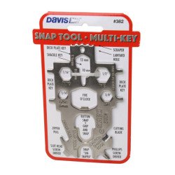 DAVIS Multifunktions-Schlüssel Snap Tool Edelstahl 114x70mm, 19 Funktionen