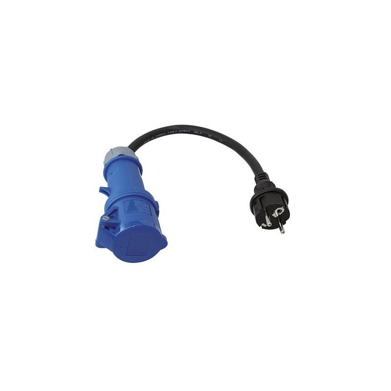 CEE Adapterkabel 230V 3-polig mit Kupplung und Schuko-Stecker, 0,4m