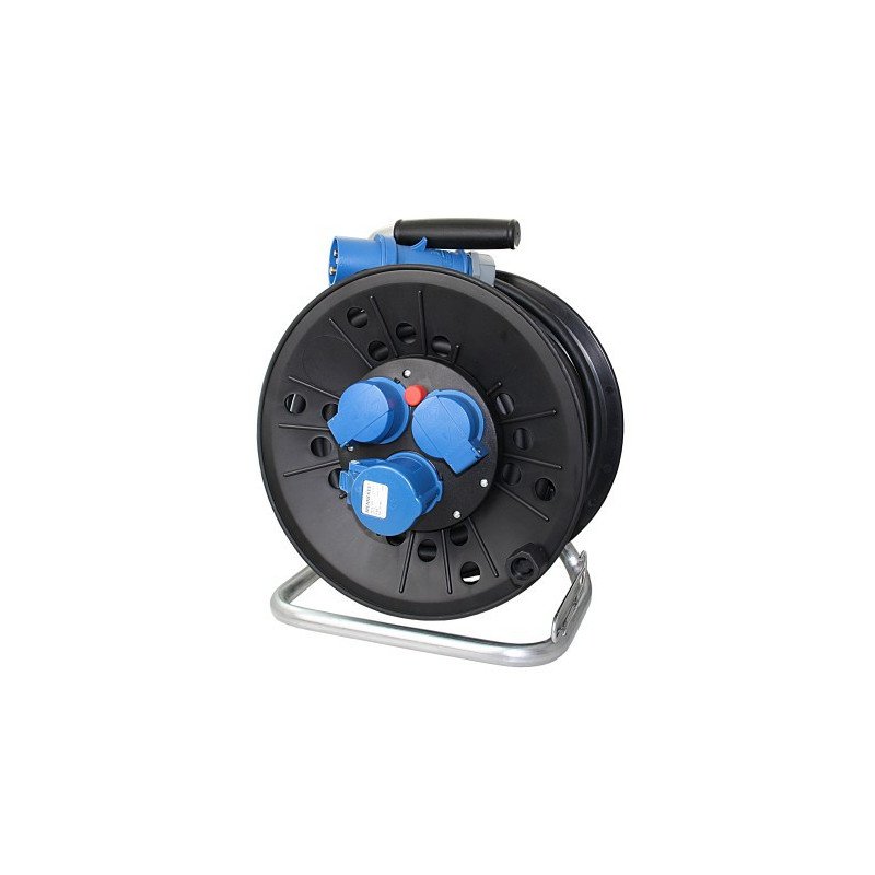 CEE Kabeltrommel 230V 3-polig mit CEE + 2 Schuko, 25m