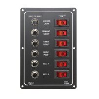 Schaltpaneel mit Sicherungsautomaten, vertikal Alu 12V 37A 6-fach