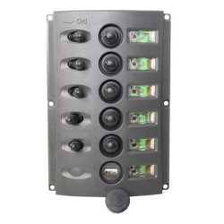 Schaltpaneel mit Sicherungsautomaten Nylon 37A 5-fach + USB-A