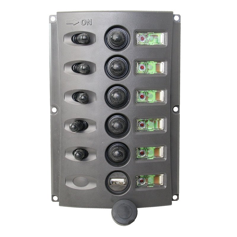 Schaltpaneel mit Sicherungsautomaten Nylon 37A 5-fach + USB-A