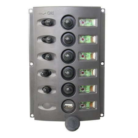 Schaltpaneel mit Sicherungsautomaten Nylon 37A 5-fach + USB-A