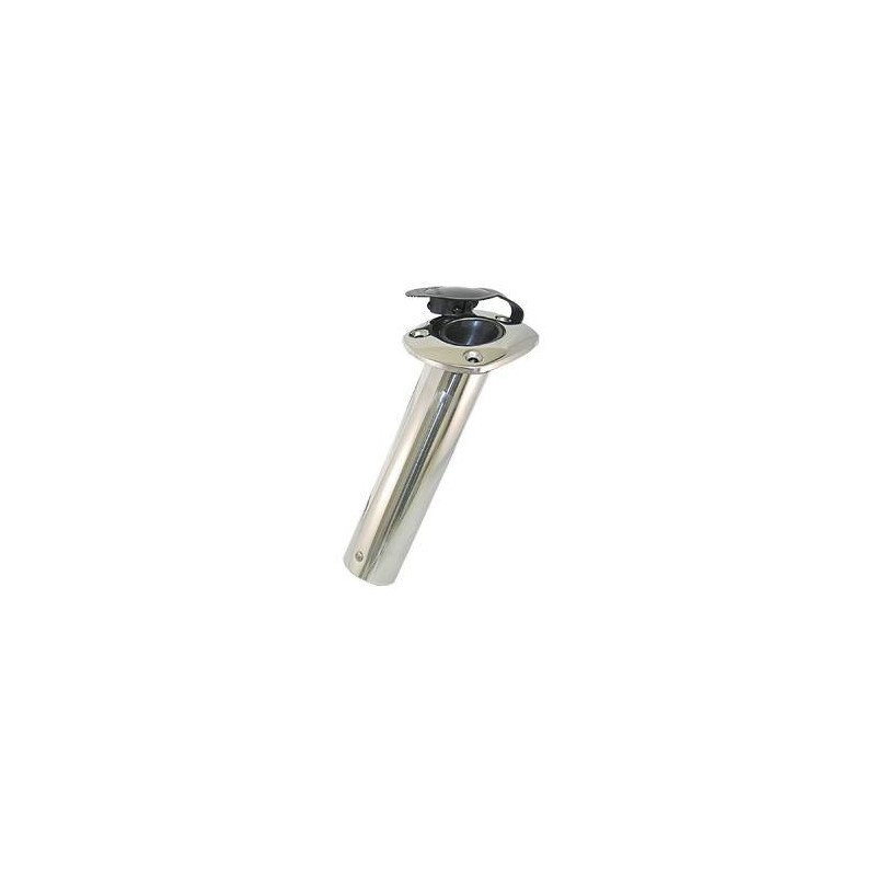 Angelrutenhalter für Einbau 60° Edelstahl 250mm, mit PVC-Kappe