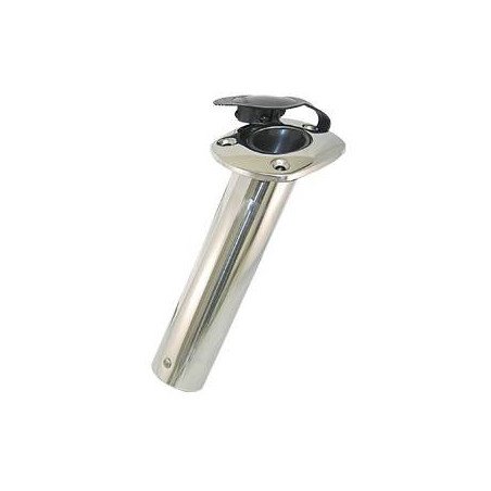 Angelrutenhalter für Einbau 60° Edelstahl 250mm, mit PVC-Kappe