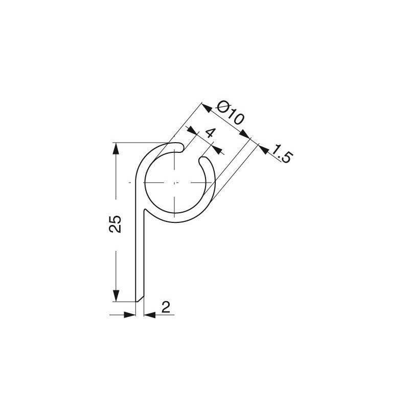 Kederschiene mit Fahne Alu für Keder 10mm, 6m