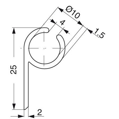 Kederschiene mit Fahne Alu für Keder 10mm, 6m