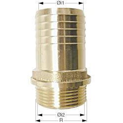Schlauchtülle mit Außengew. und Flansch Ms 1/2' für Schlauch 19mm
