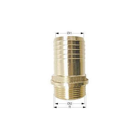 Schlauchtülle mit Außengew. und Flansch Ms 1/2' für Schlauch 19mm