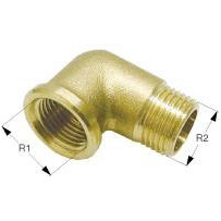 Winkelstück mit Außen-,Innengew. 90° Ms 1-1/2'