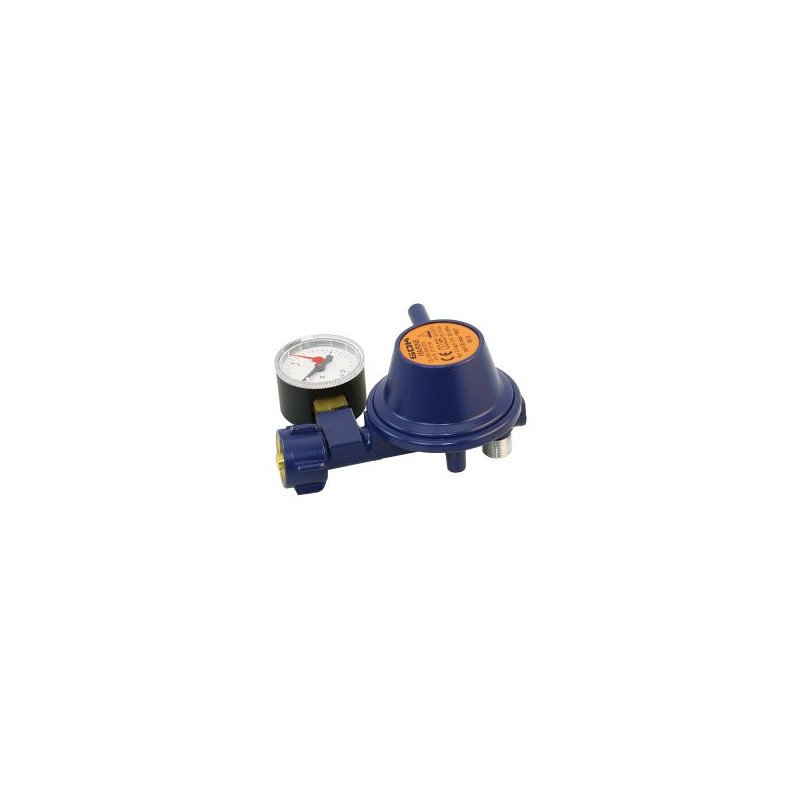 Gasdruckminderer mit Manometer 90° 50mbar, 0.8kg/h