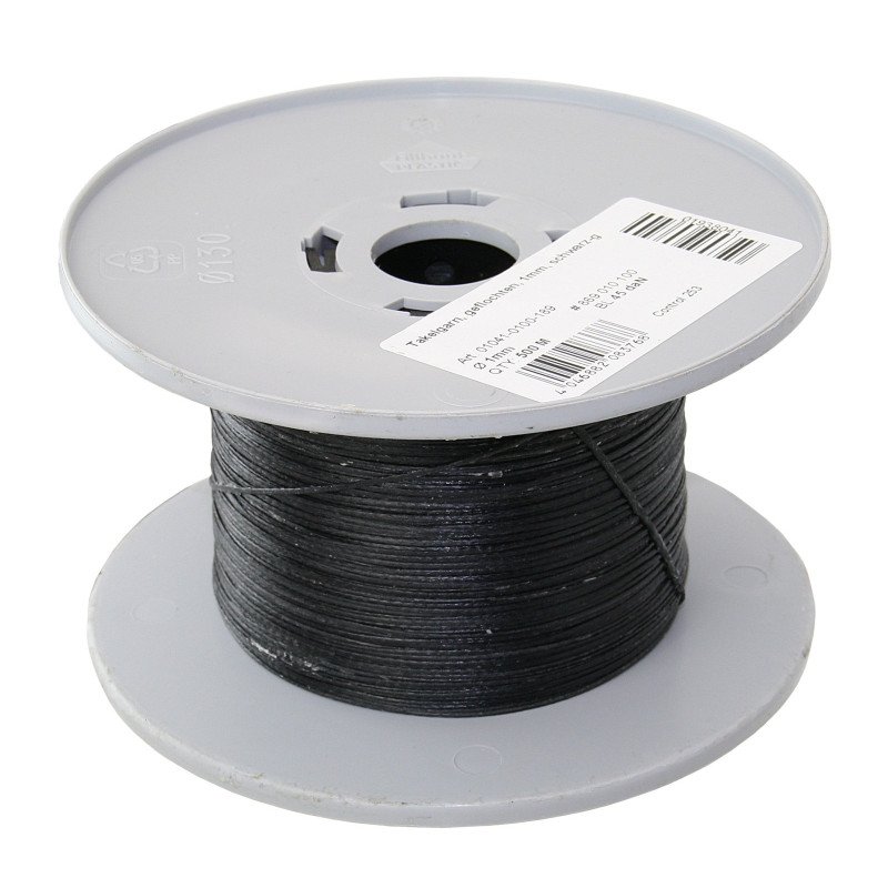 GLEISTEIN Takelgarn, gewachst, geflochten 1mm schwarz 500m