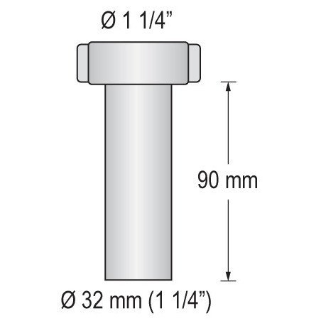 BARKA Abflussrohr, gerade mit Gewinde 1-1/4' für Schlauch 32mm