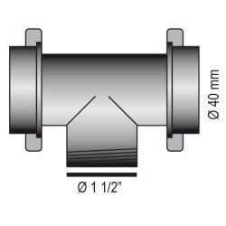 BARKA Abflussrohr, T-Stück mit Gewinde 1-1/2' für Rohr 40mm