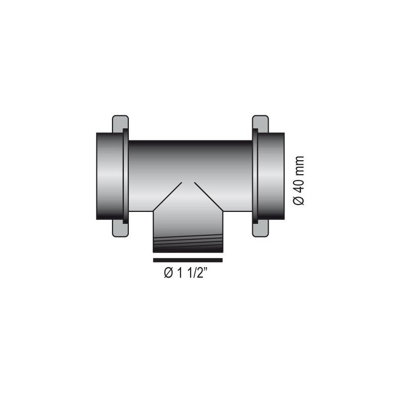 BARKA Abflussrohr, T-Stück mit Gewinde 1-1/2' für Rohr 40mm