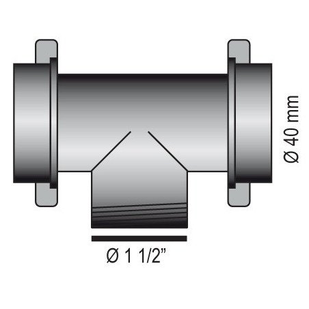 BARKA Abflussrohr, T-Stück mit Gewinde 1-1/2' für Rohr 40mm