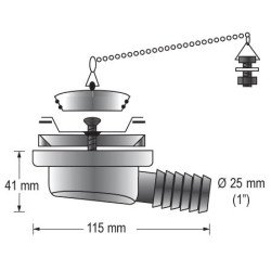 BARKA Waschbeckenauslass mit Seitenauslass für Schlauch 25mm