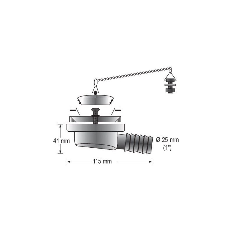 BARKA Waschbeckenauslass mit Seitenauslass für Schlauch 25mm BARKA Waschbeckenauslass mit Seitenauslass für Schlauch 25mm