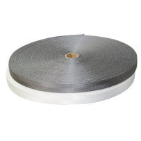 Gurtband PES 48-51mm grau mit 4 Streifen 100m