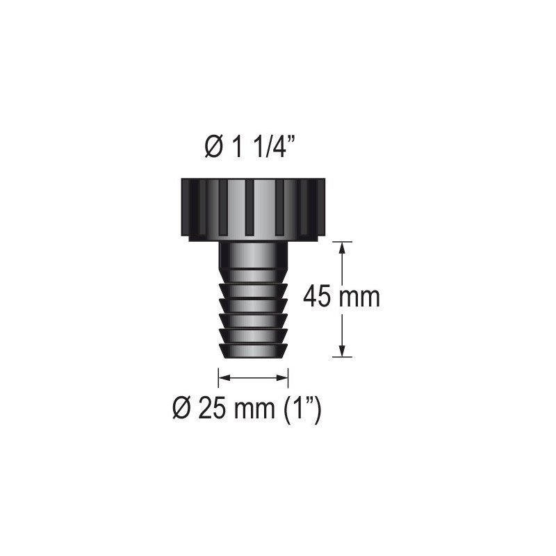 BARKA Schlauchanschluss mit Gewinde 1-1/4' für Schlauch 25mm BARKA Schlauchanschluss mit Gewinde 1-1/4' für Schlauch 25mm