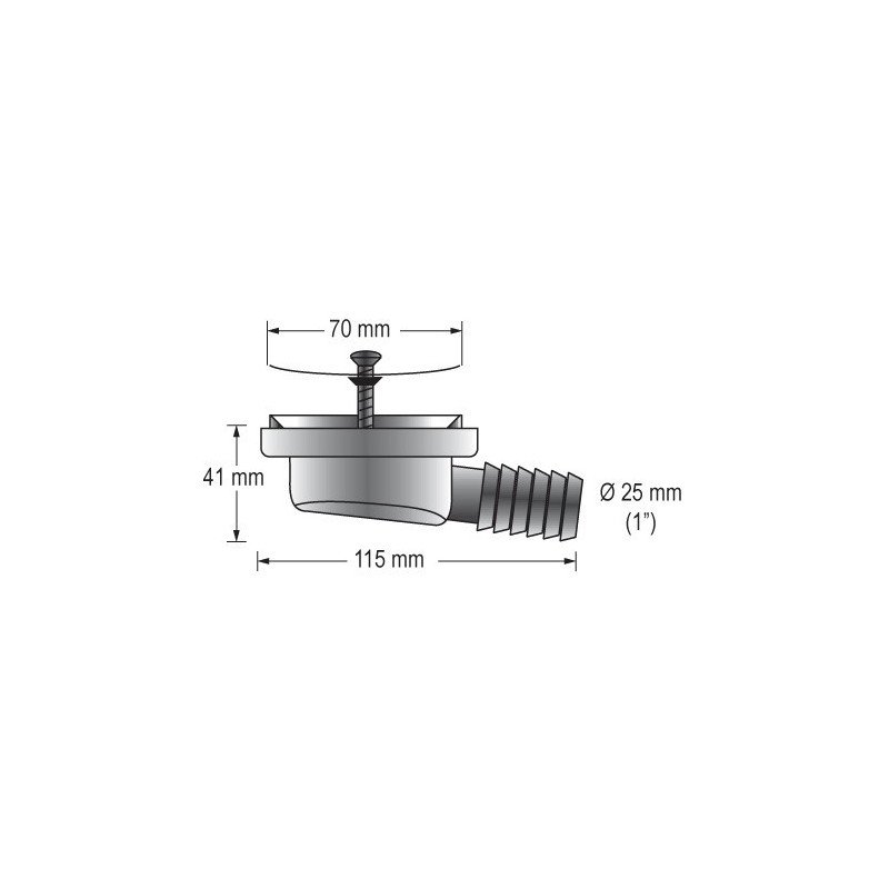 BARKA Duschbeckenauslass mit Seitenauslass für Schlauch 25mm