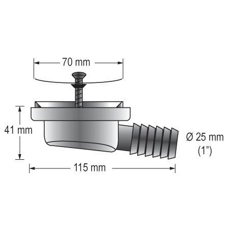 BARKA Duschbeckenauslass mit Seitenauslass für Schlauch 25mm