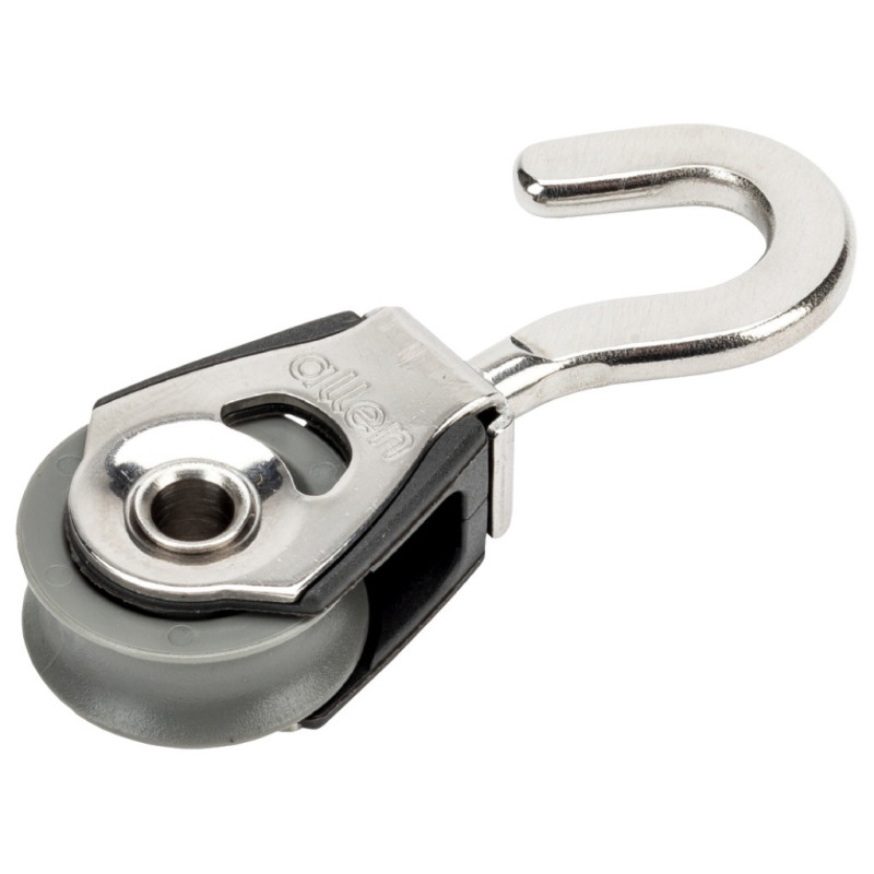 ALLEN Einfachblock gleitl. 20mm, Seil 6mm, Wirbelhaken