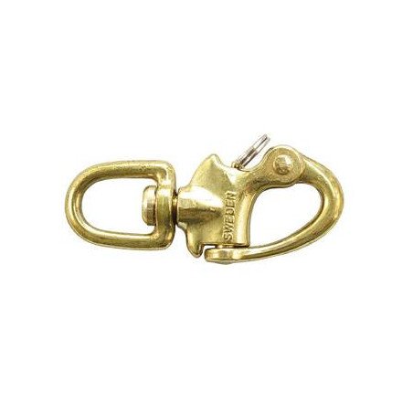 Schnappschäkel mit Wirbelauge Messing 75mm