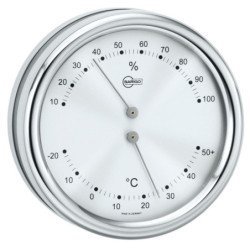 BARIGO Thermo-/Hygrometer Orion Edelstahl poliert Skala 100mm, 102x35mm