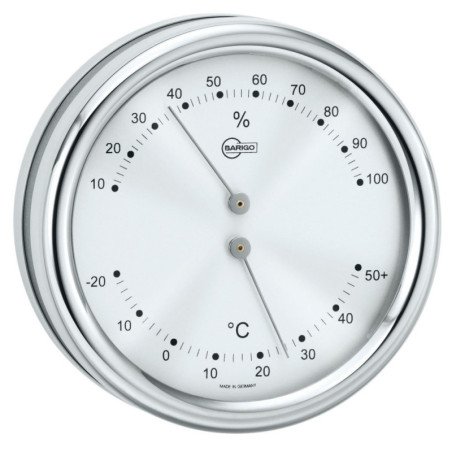 BARIGO Thermo-/Hygrometer Orion Edelstahl poliert Skala 100mm, 102x35mm