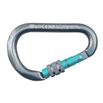 KONG Karabiner HMS Classic mit Überwurfmutter Alu 12x116mm grau/cyan