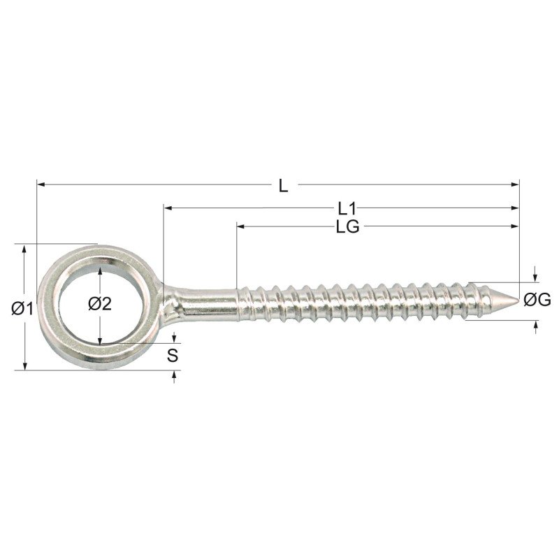 Augbolzen mit Holzgewinde A2 8,0x80mm 10St.