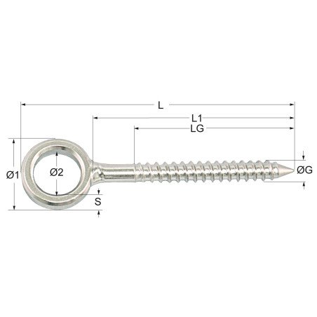 Augbolzen mit Holzgewinde A2 8,0x80mm 10St.