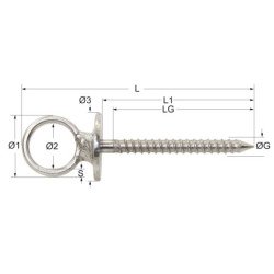 Augbolzen mit Holzgewinde und Kragen A2 6,0x60mm 2St. SB-Pack