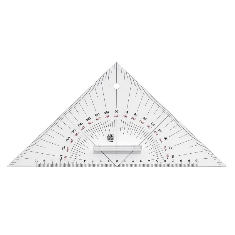 Kursdreieck mit festem Griff Plexiglas 270mm