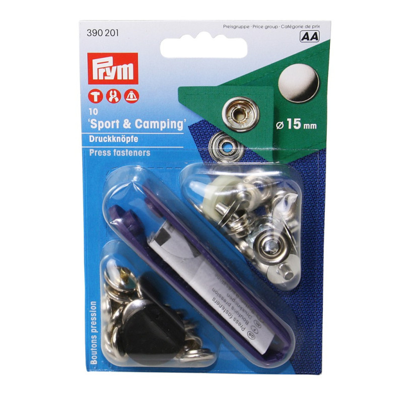 PRYM Druckknopf-Set DIY Sport  Camping MsNi 15mm 10St. SB-Pack