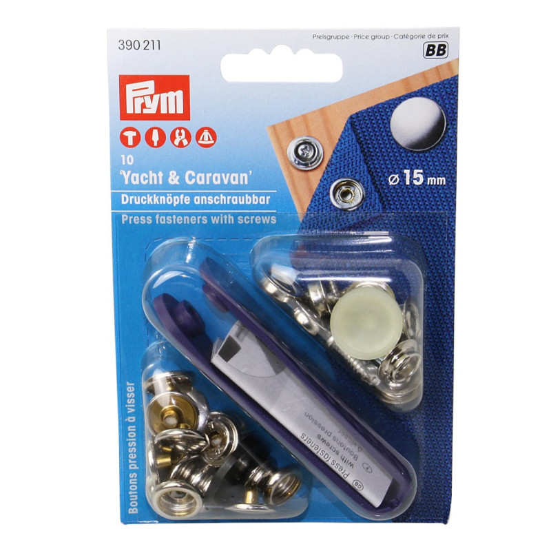PRYM Druckknopf-Set DIY Yacht  Caravan MsNi 15mm 10St. SB-Pack
