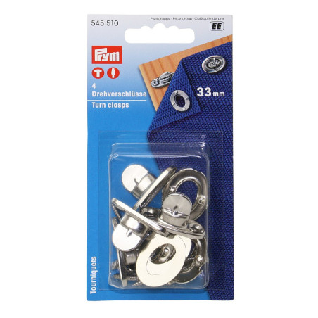 PRYM Drehverschluss-Set mit Blechschr. MsNi 4St. SB-Pack