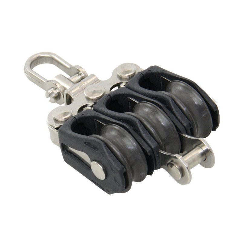 BARTON Dreifachblock gleitl. 20mm, Seil 5mm, Wirbelschäkel, U-Bügel BARTON Dreifachblock gleitl. 20mm, Seil 5mm, Wirbelschäkel, U-Bügel