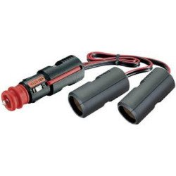 PRO CAR Y-Verteilerkabel mit Stecker und 2 Kupplungen 21mm 12/24V 10A 0,25m